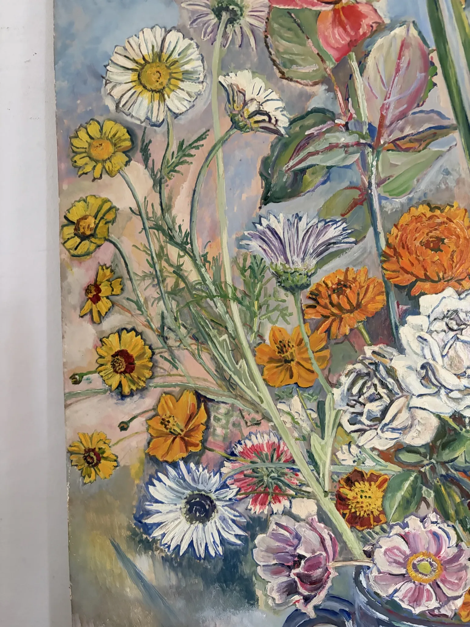 Bouquet in the light, oil on paper by Maurice Bouillot 1949