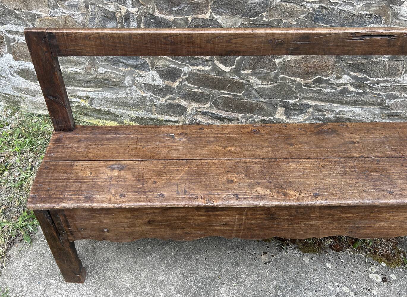 Banc de cheminée ancien en bois, fin XIXème s