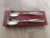 Silver-plated metal salad serving spoons in their vintage case