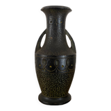 Vase émaillé brun