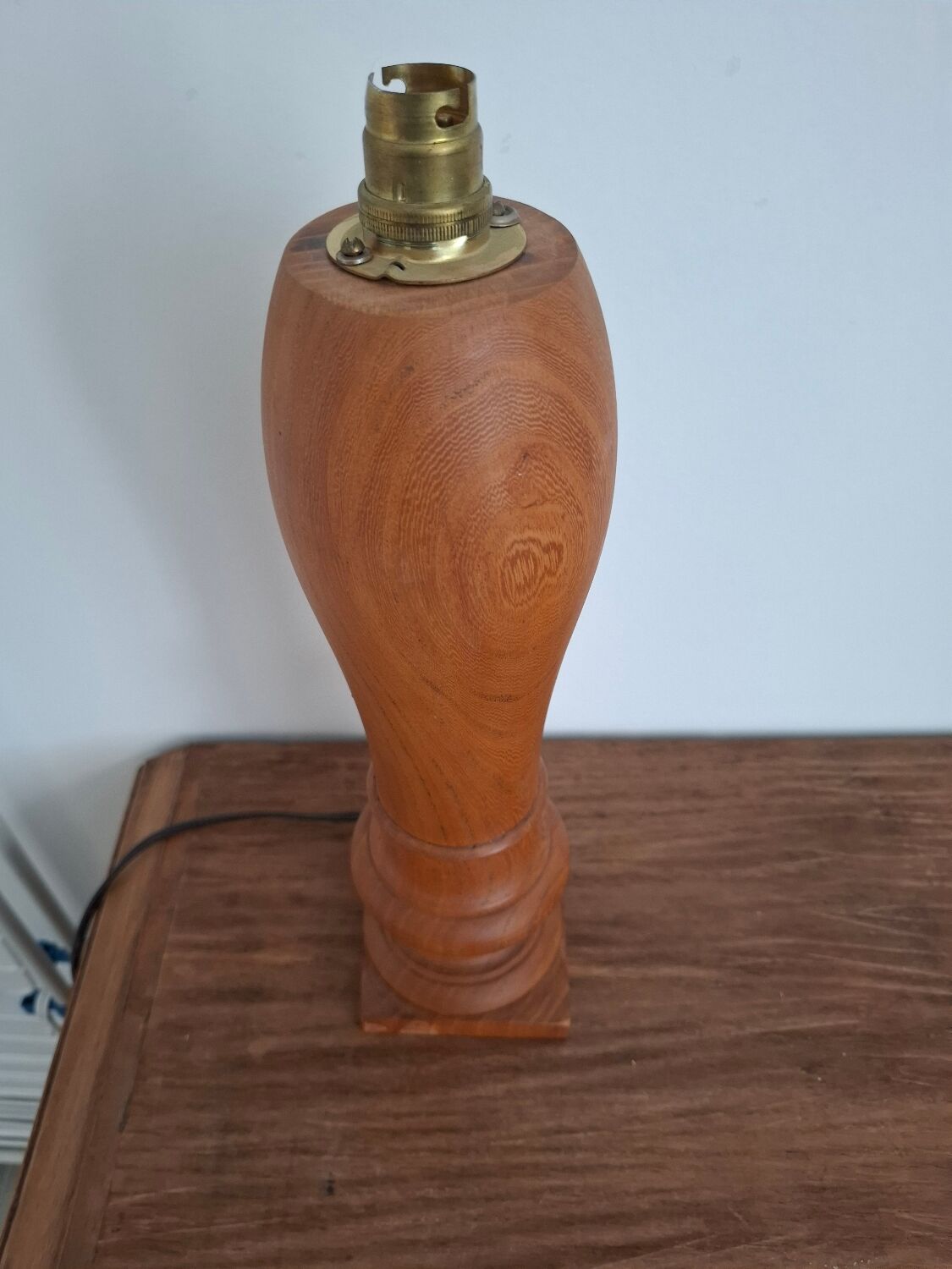 Turned wooden lamp