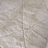 Tapis berbère marocain Beni Ouarain à losanges écrus 2,44x1,61m