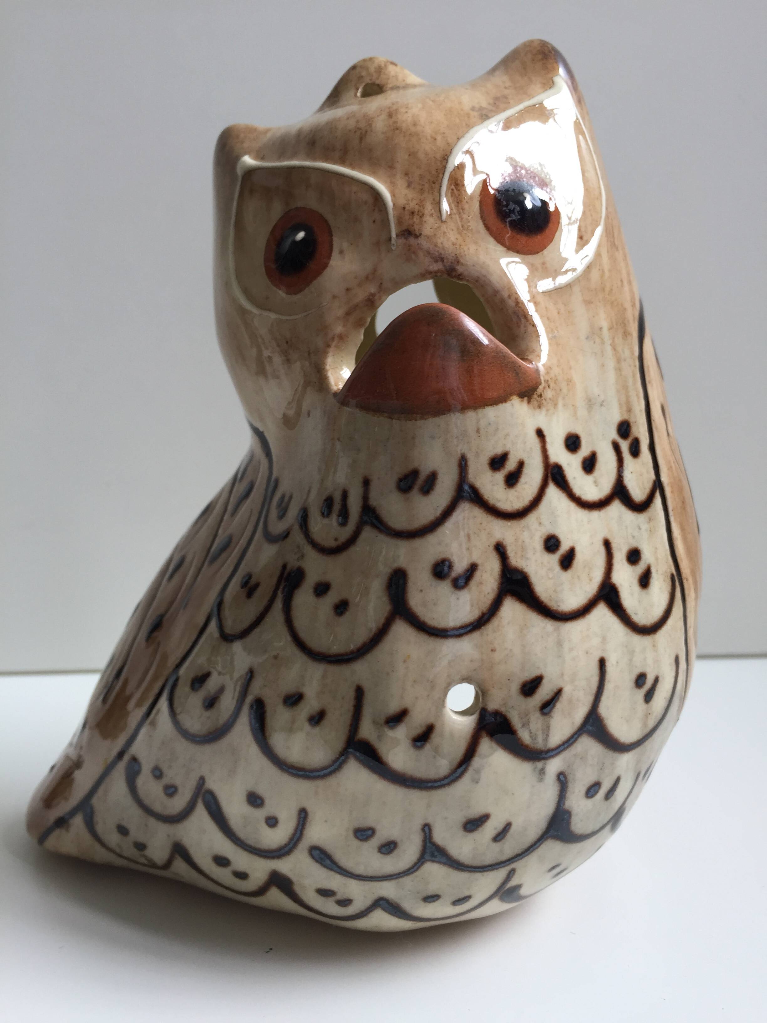 Ceramic Sculpture Figurine Signed MOSSER Gilbert Owl Hulotte Owl