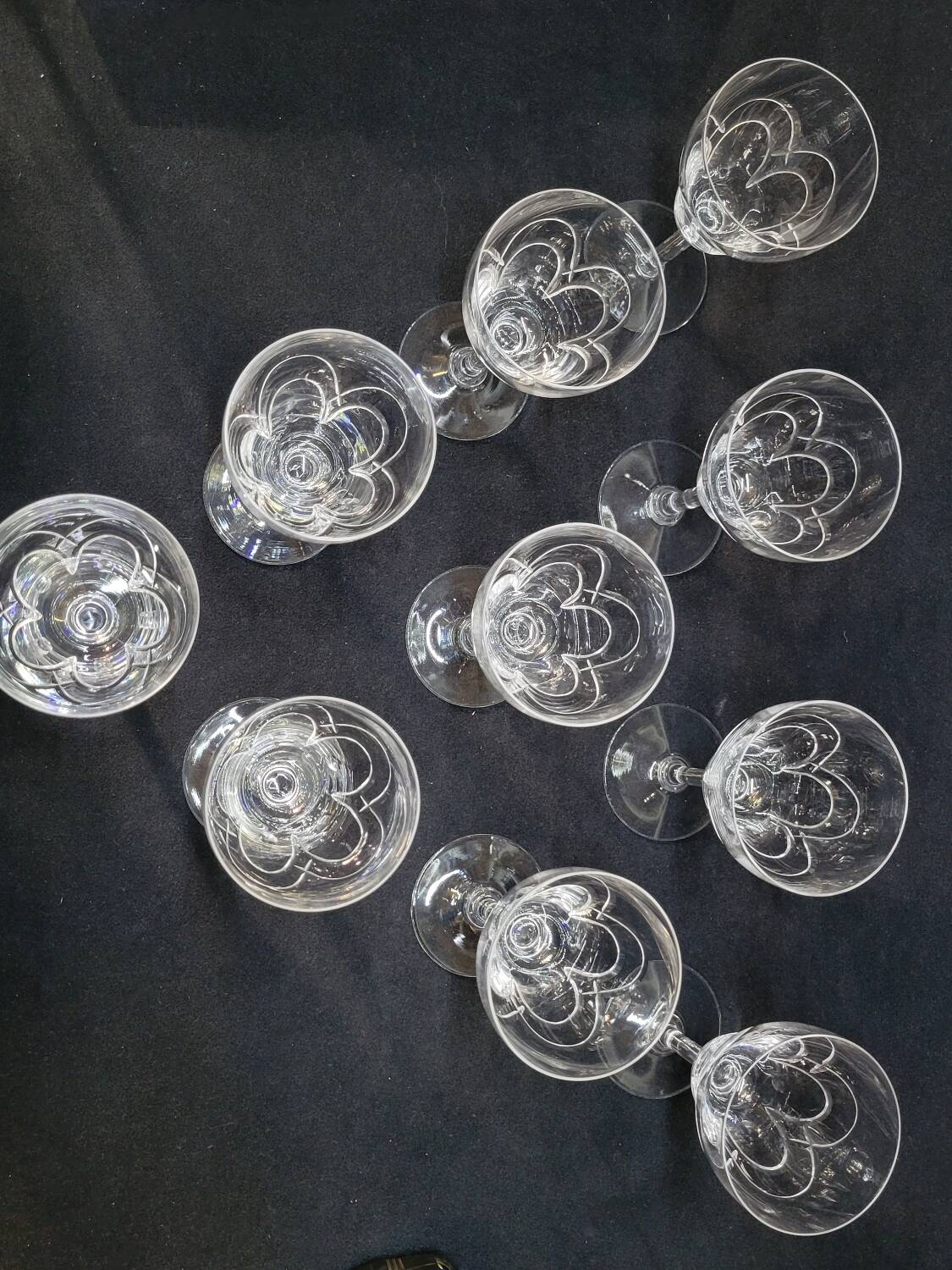 10 antique art deco saint louis / baccarat cut crystal water glasses