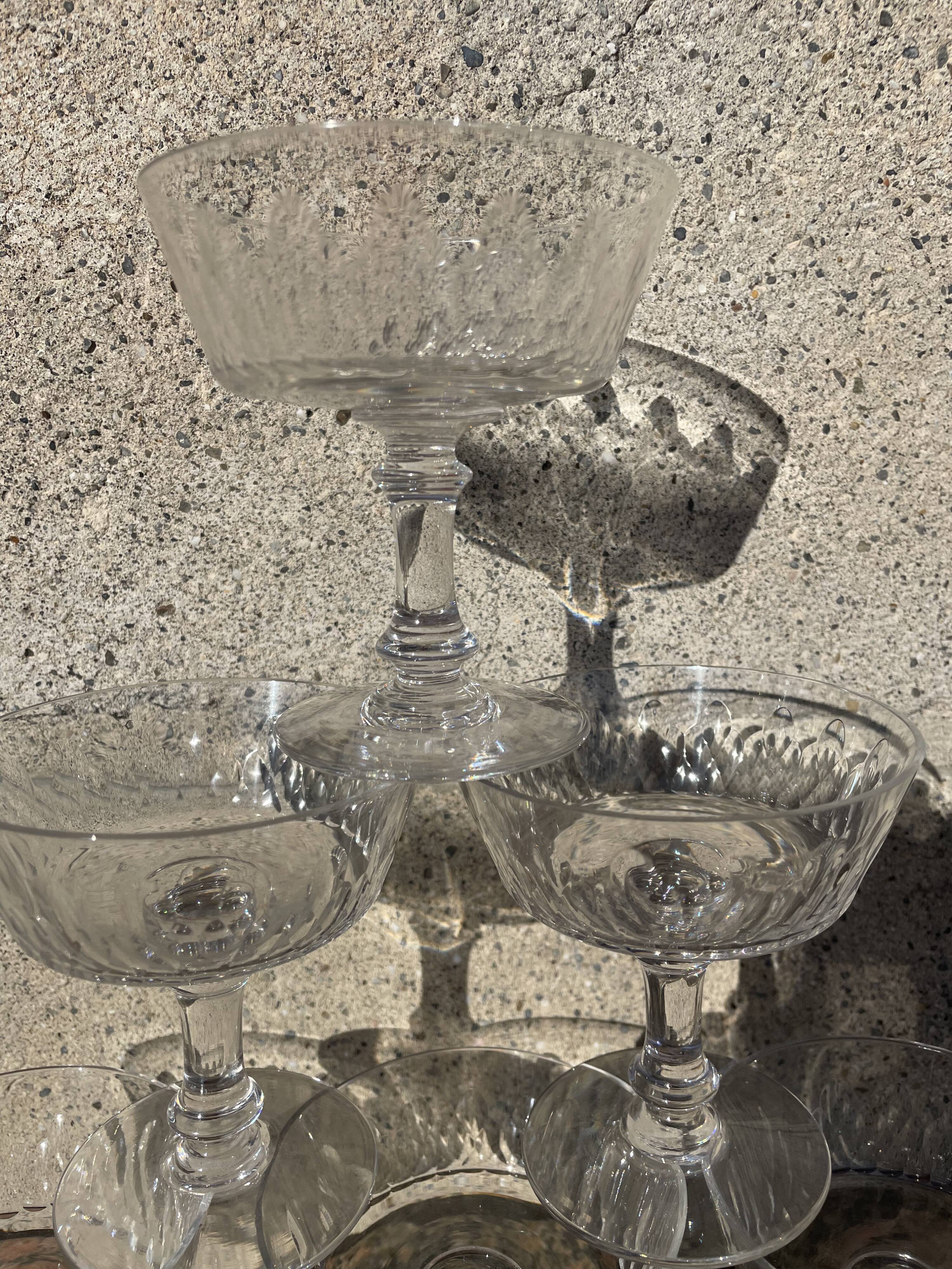6 Baccarat crystal Richelieu pattern champagne glasses