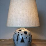 Brutalist ball lamp in openwork ceramic
