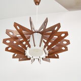 Mid-century wood pendant/drevo humpolec,czechoslovakia,1970's