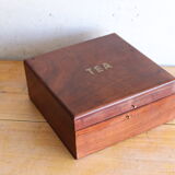 Tea box in wood and brass