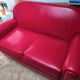 Red 2-seater Club Sofa in coated leather – Maison Pavane