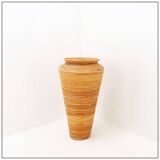 Vintage boho rattan sun vase in the style of Gabriella Crespi - H:70cm
