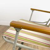 Vintage children's folding armchair in metal and striped canvas
