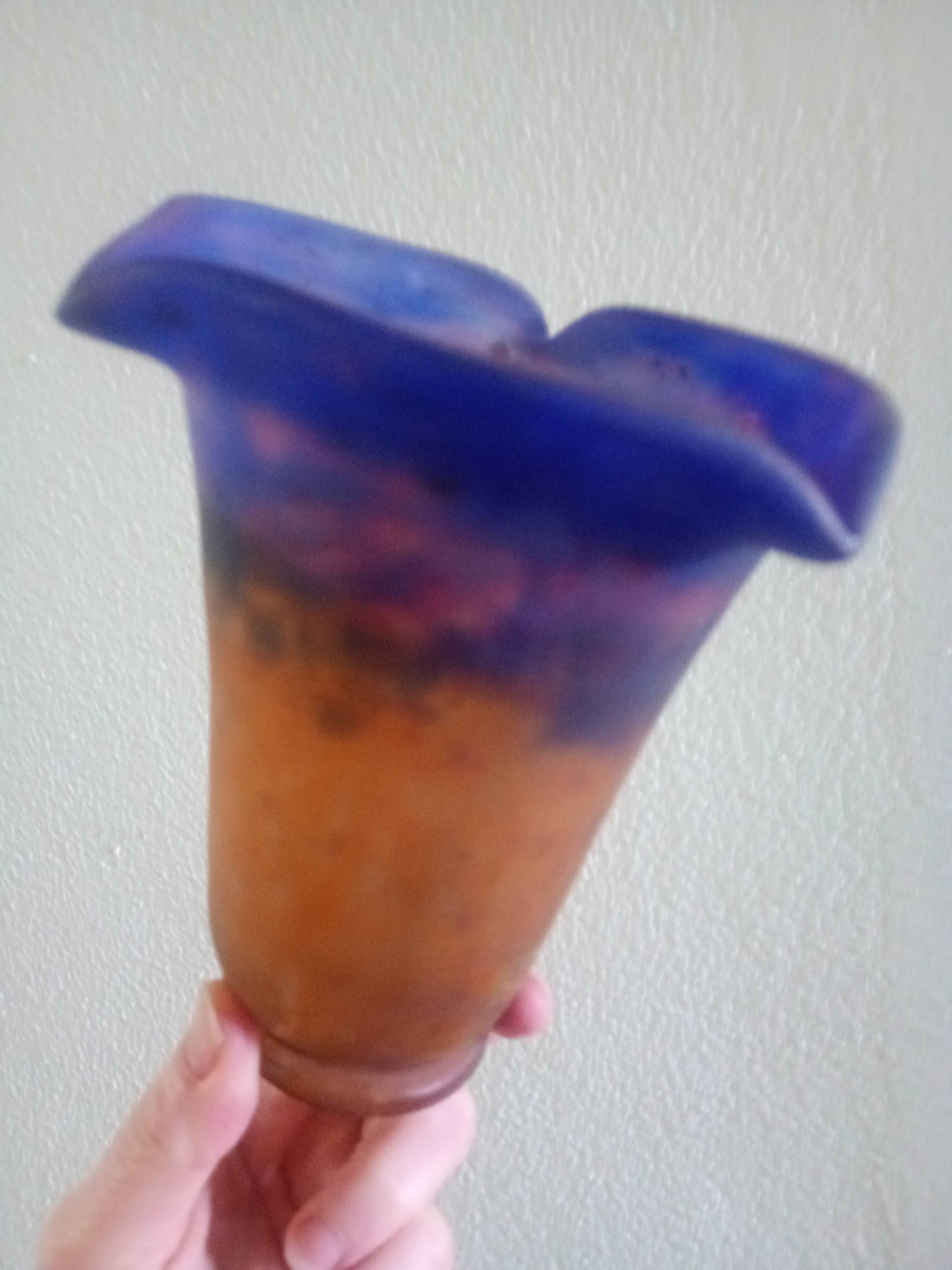 MULLER FRERES LUNEVILLE - Orange-purple marbled glass tulip - signed