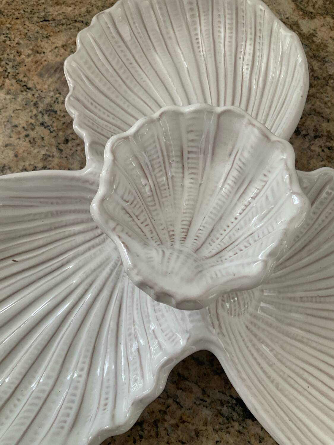 Vintage shell dish in glazed terracotta