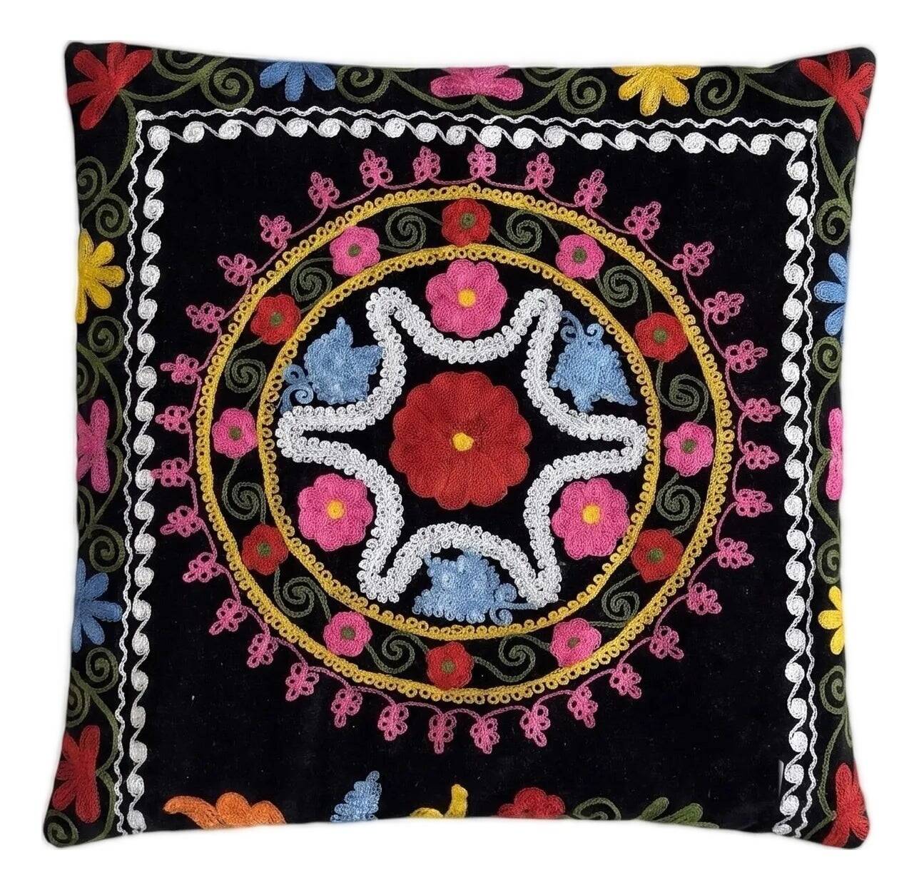 Vintage embroidered cushion cover 46x46 cm