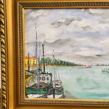René James – The Entrance to the Port of Honfleur – Oil on canvas, 1985