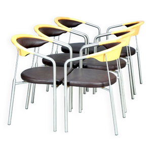 Série de 6 fauteuils - marron