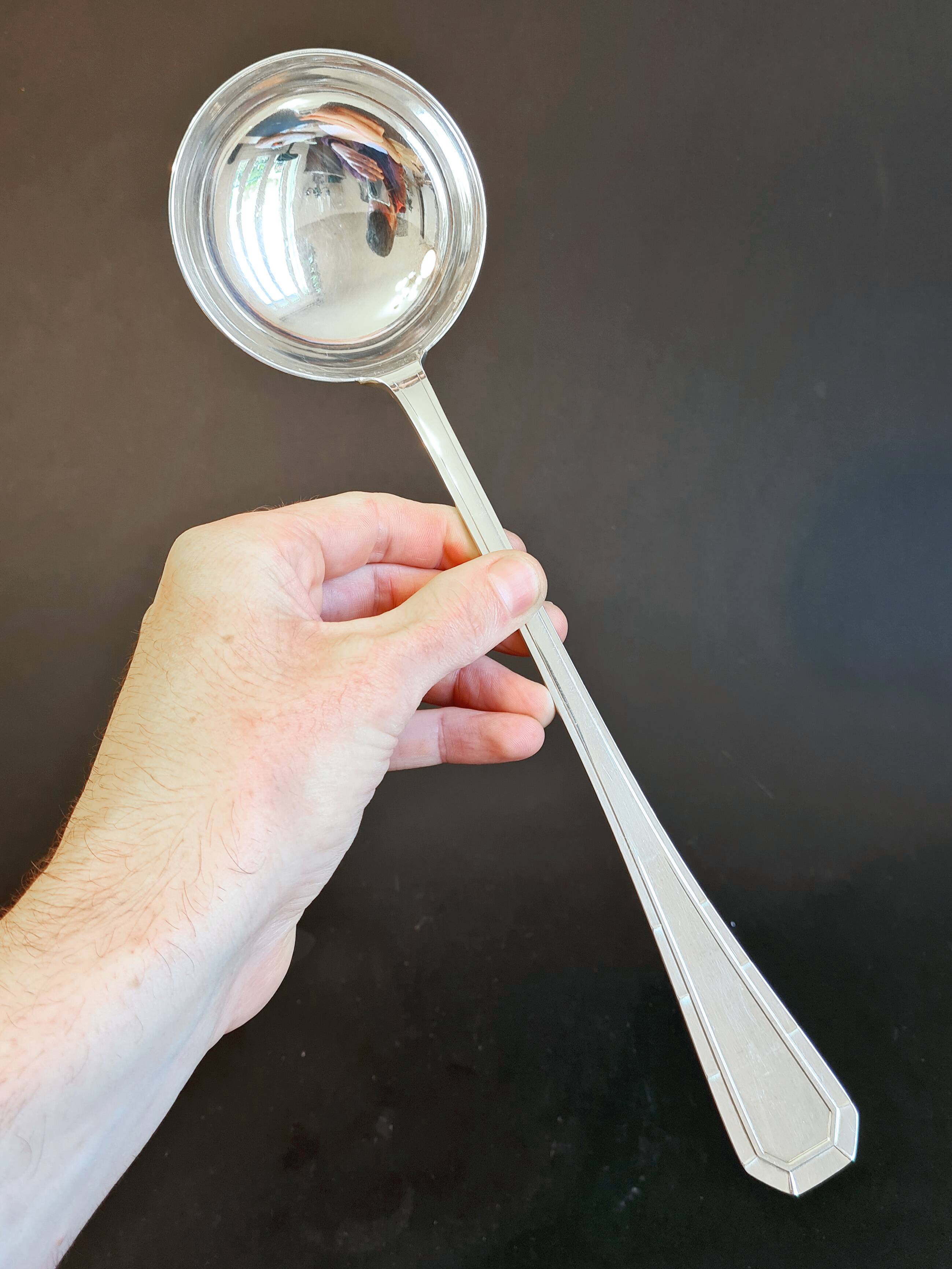 Christofle "Tosca" model silver-plated ladle – Art Deco elegance –