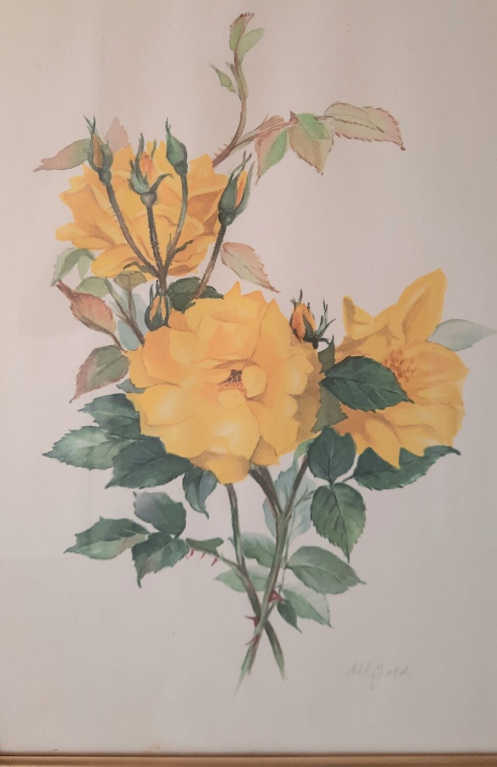 Table engraving Old flower