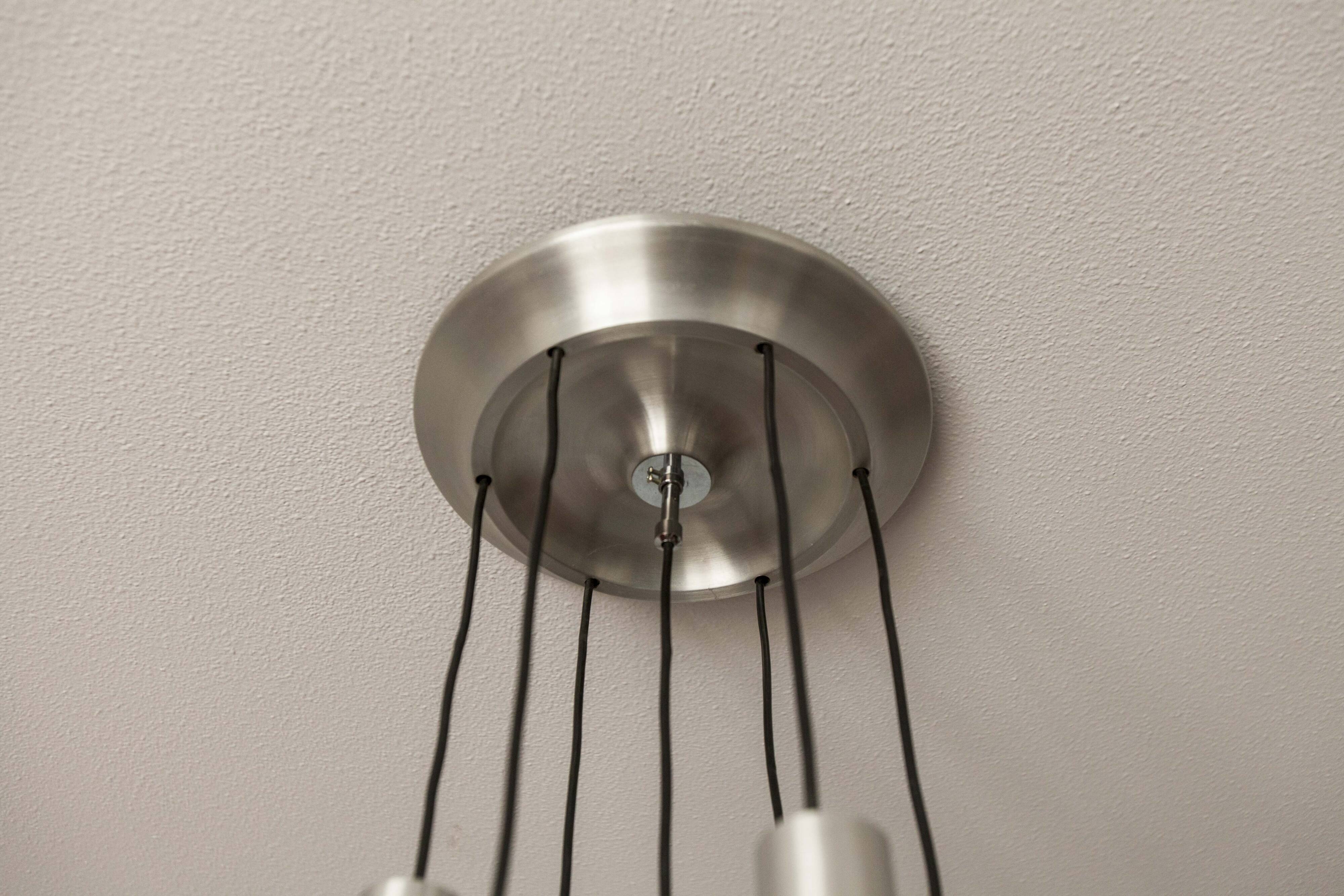 Aluminum waterfall ceiling light by Kaiser Idell / Leuchten, Germany, 1960s