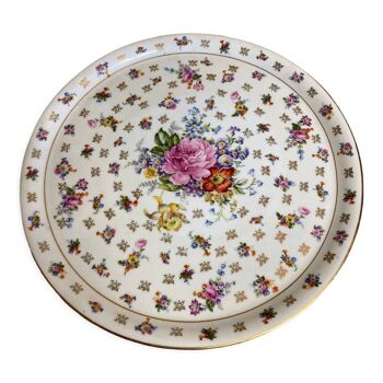 Plat ancien en porcelaine de Limoges motifs floraux