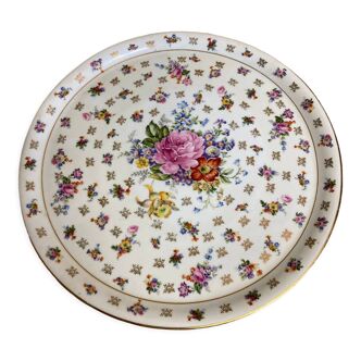 Plat ancien en porcelaine de Limoges motifs floraux