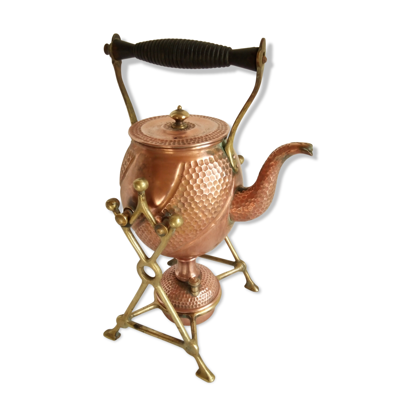 Ancient copper and brass travel teapot 20th