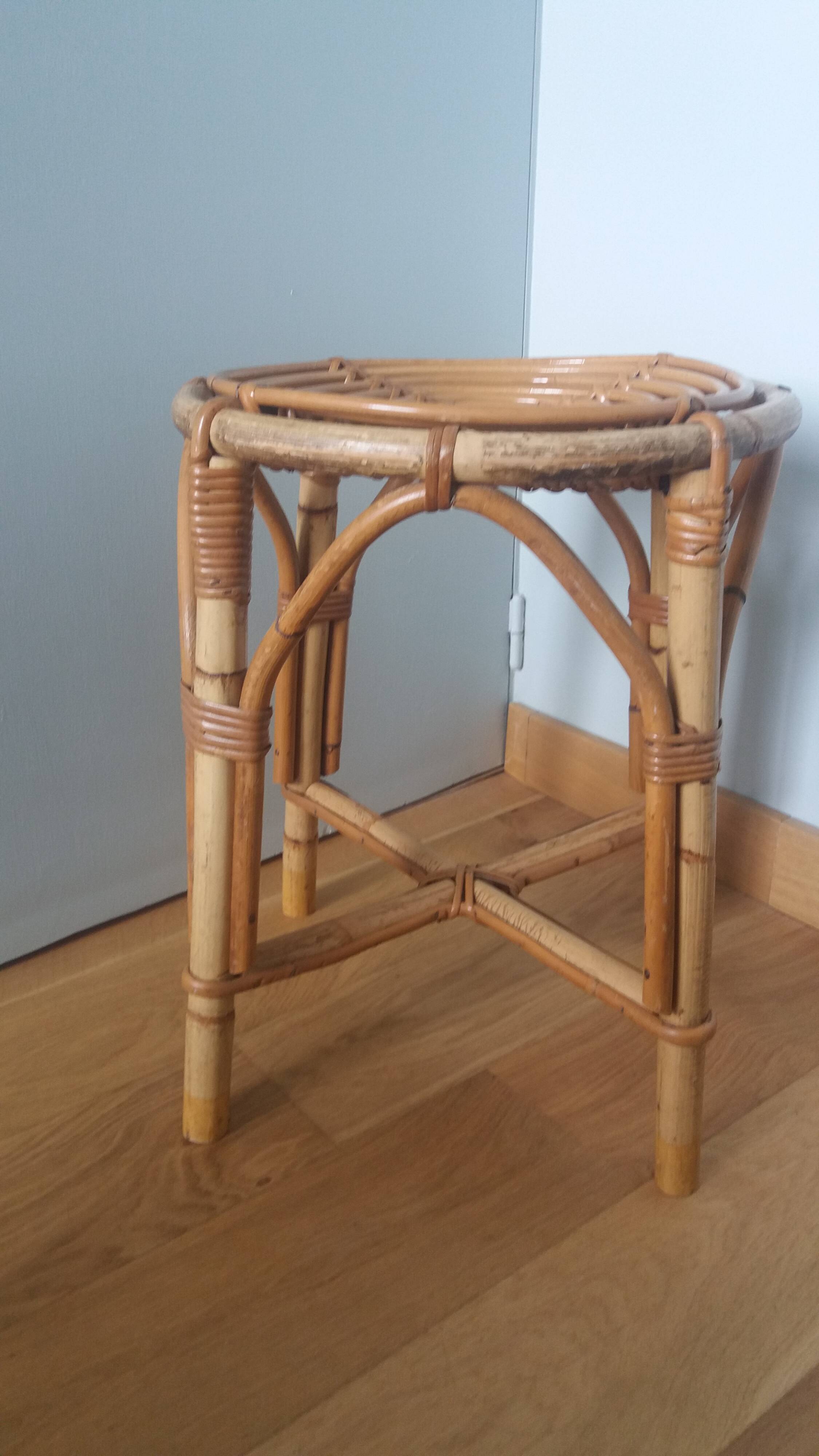 Wicker stool, spiral seat, bohemian style