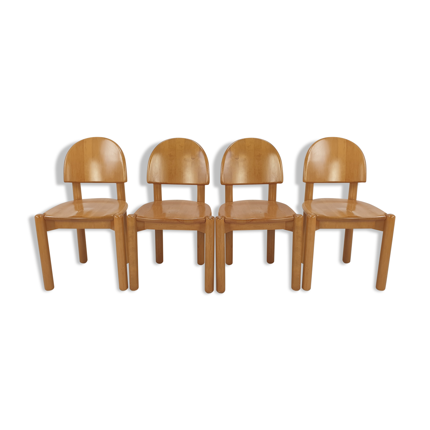 Set of 4 oak wood dining chairs, 1980s