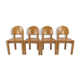 Set of 4 oak wood dining chairs, 1980s