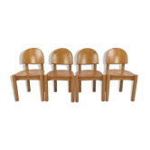 Set of 4 oak wood dining chairs, 1980s