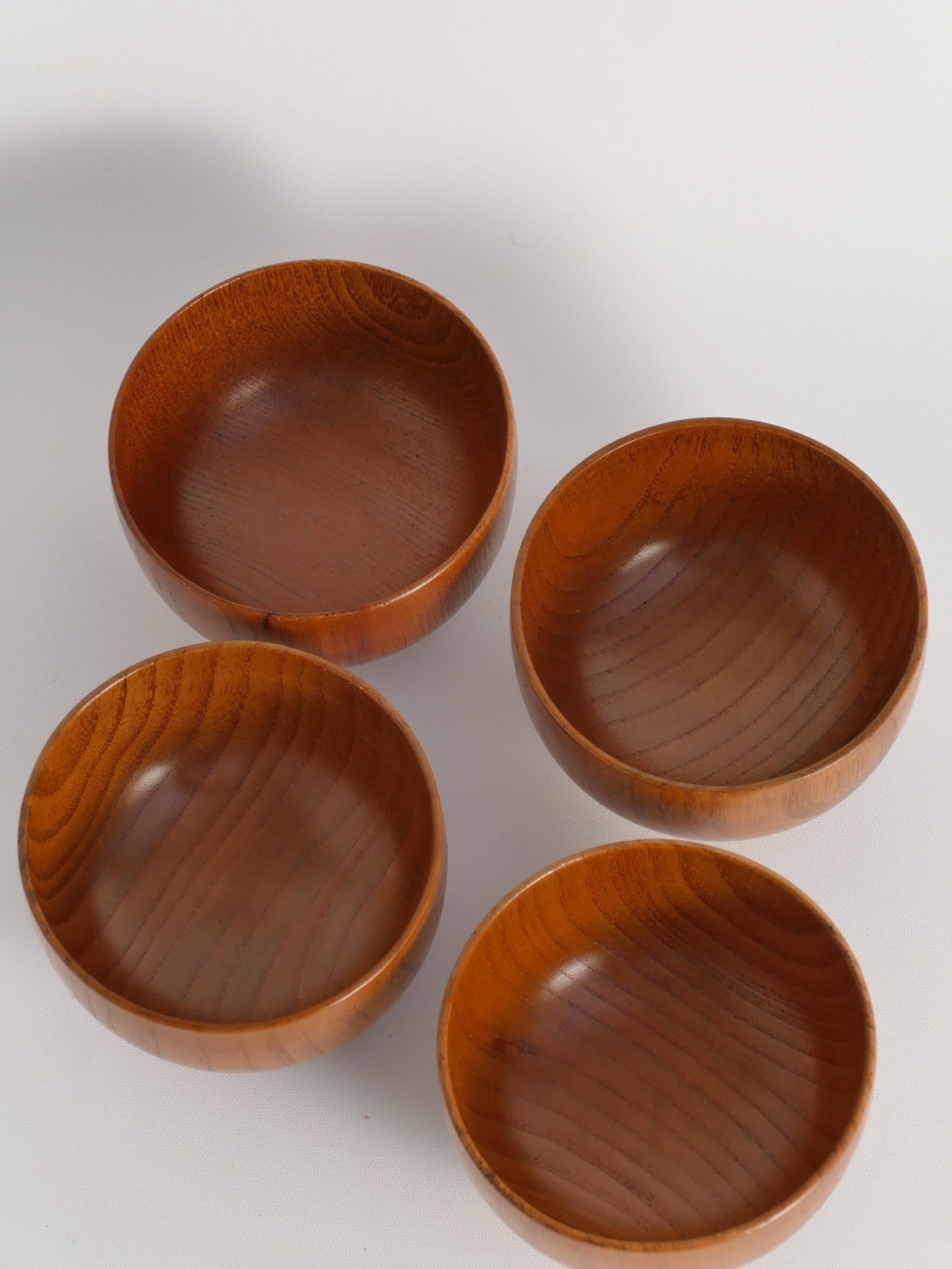 Mid-Century Modern Teak Wood Bowls, Sweden, Set of 4