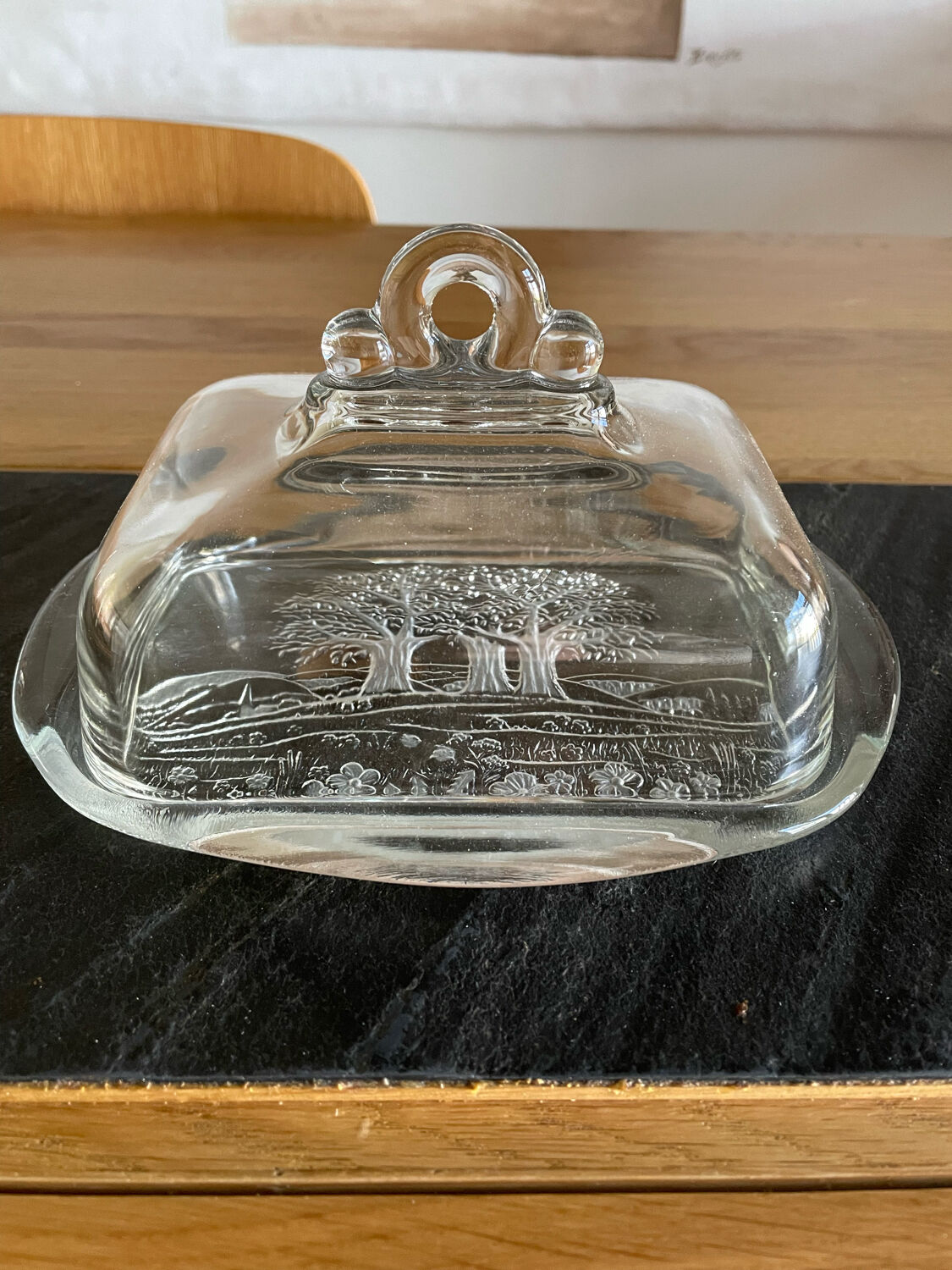 Glass butter dish