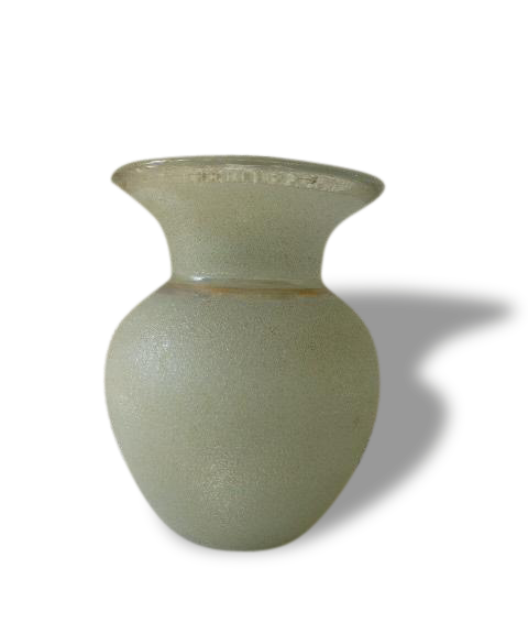 Vase glass Granita, and clear glass, white/grey Pearl, vintage 1950.