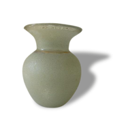 Vase en verre granité, et verre transparent, blanc/gris perle, vintage 1950.