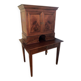 Secrétaire bureau style Louis Philippe en Noyer massif