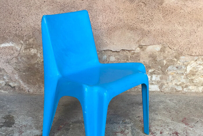 Chair blue casting by Helmut Batzner