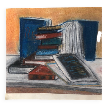 Illustration au Pastel "Livres"