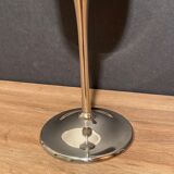 Photophore in tinted glass on high metal foot with silver patina