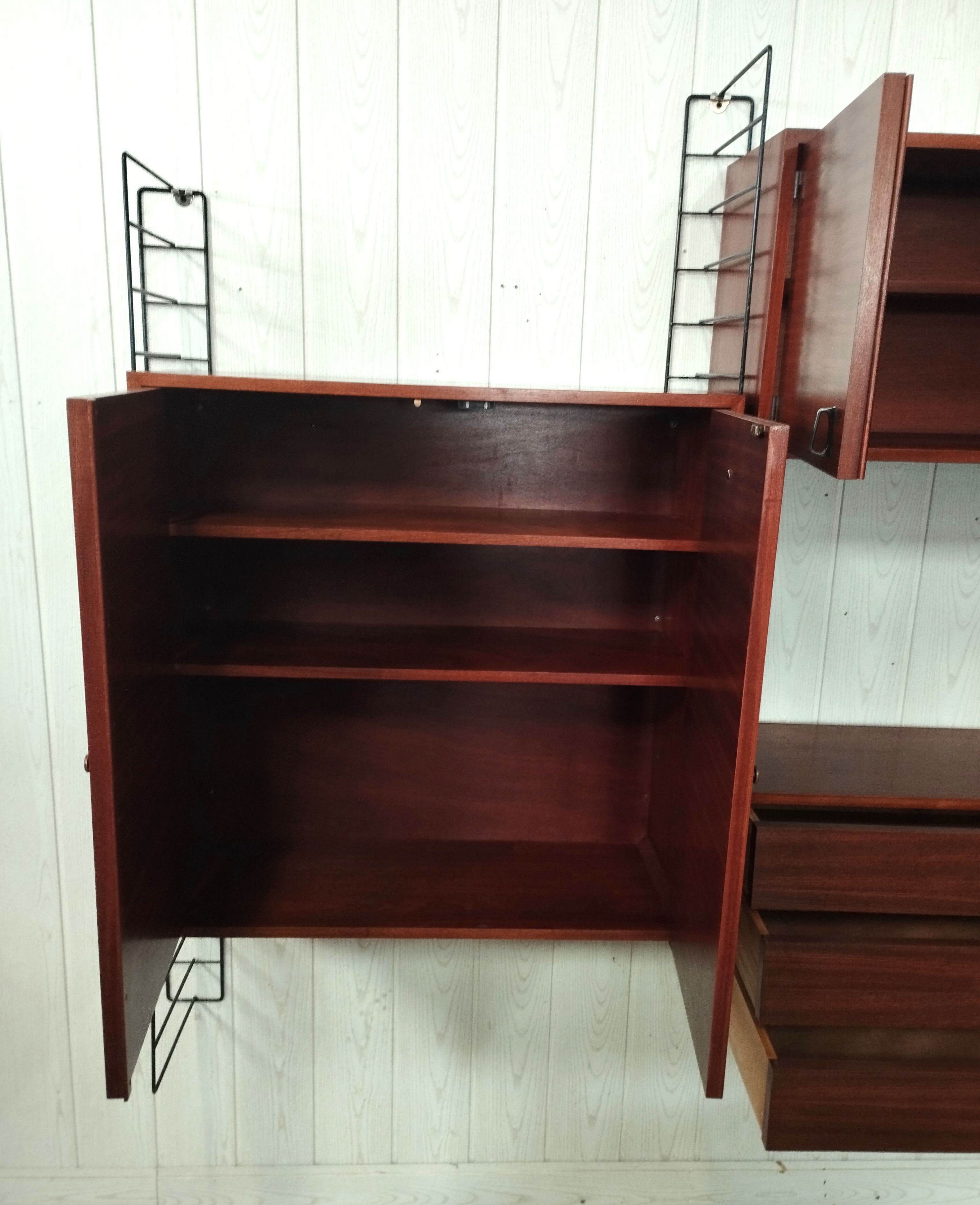 Scandinavian modular teak bookcase shelving system