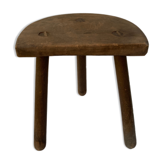 Ancien tabouret tripode en bois