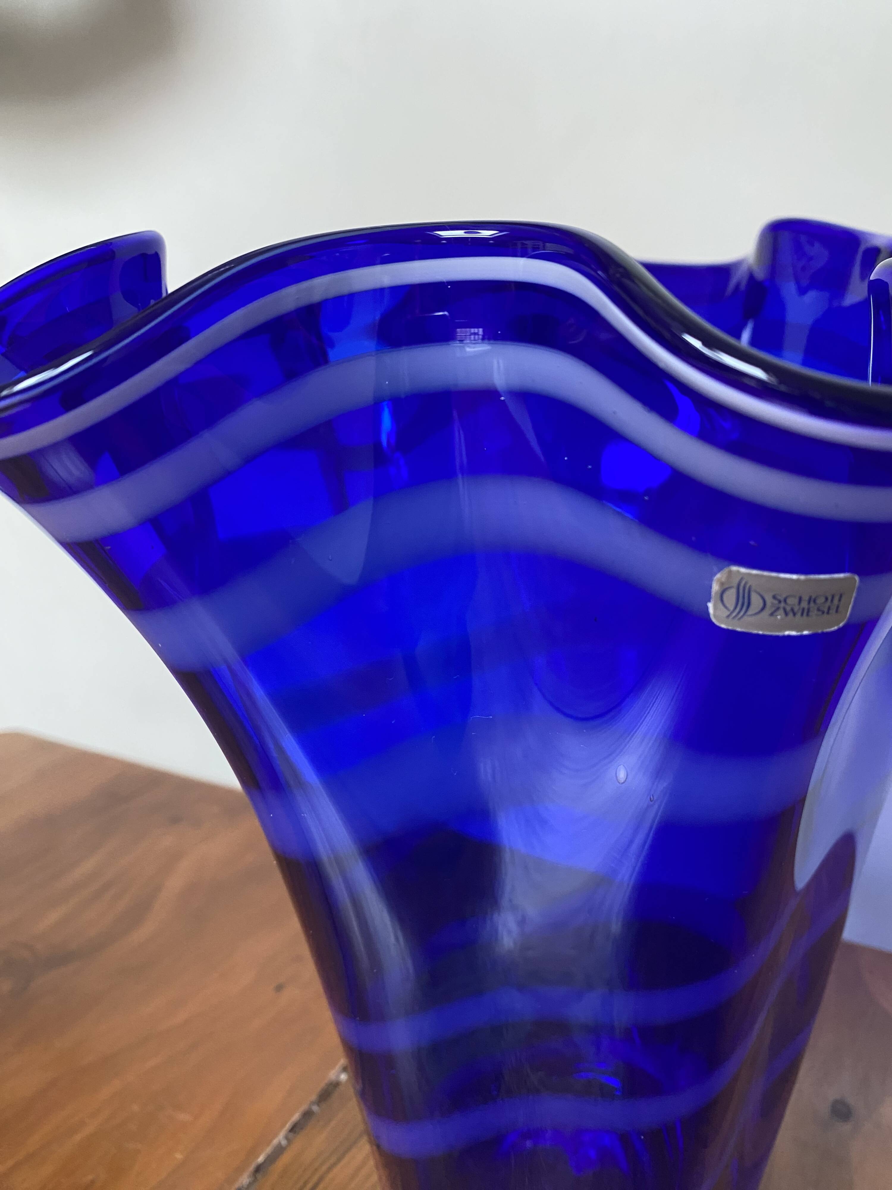 cobalt blue handkerchief vase