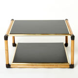 Pair of Italian coffee tables Alberto Smania bamboo brass 1970