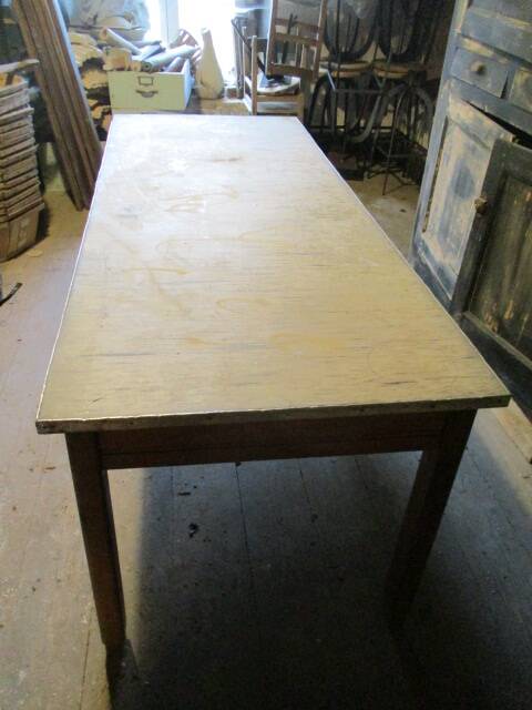 Long school table from the 50s with white top