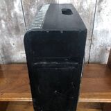 Old small bird cage caoa wood + metal + plastic tray vintage