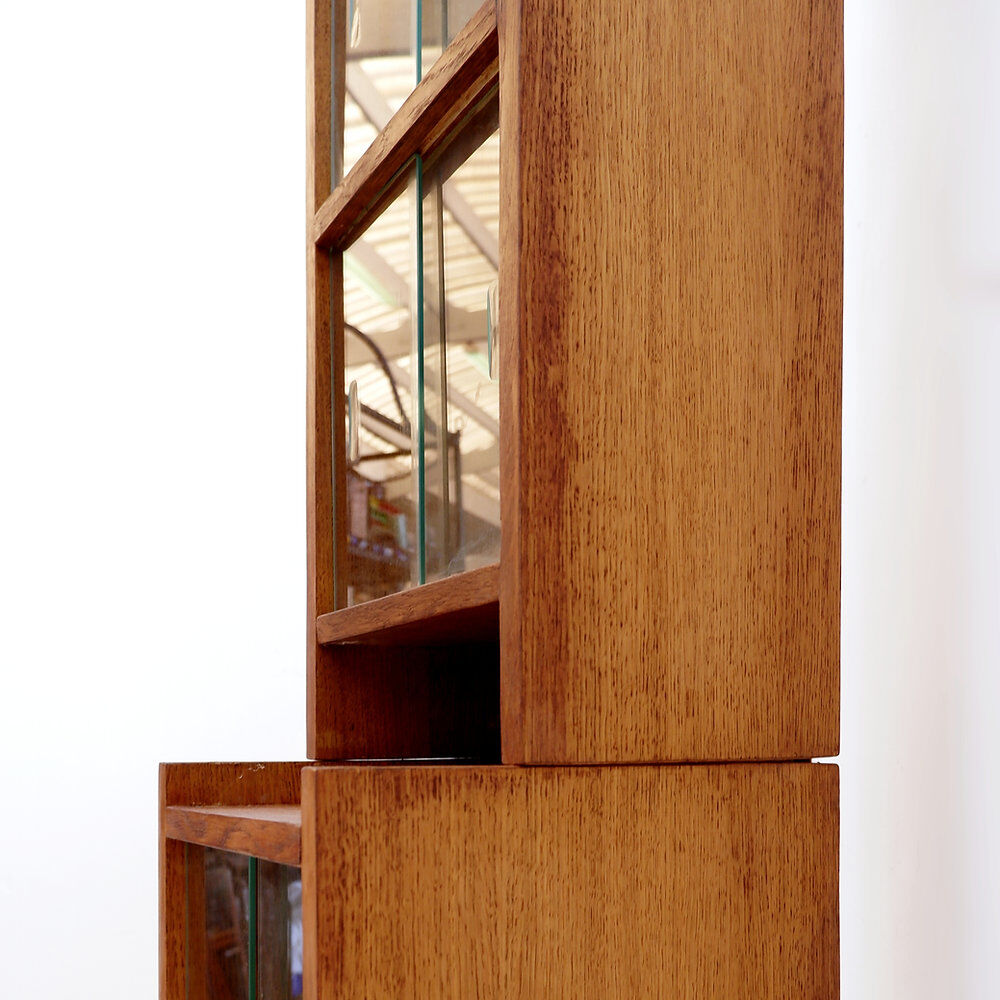 Large vintage glass library mid-century - 1960s