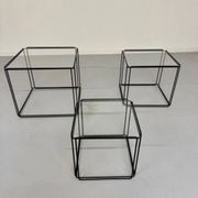 Lot of 3 vintage 1970s design nesting coffee tables by Max Sauze.