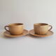 Set of 2 cups, 2 sous cups and 1 milk pitcher Cnp gres vintage village