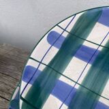 8 green and blue checked dessert plates
