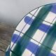 8 green and blue checked dessert plates