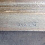 Rare Slezak club chair in solid walnut, Art Deco period